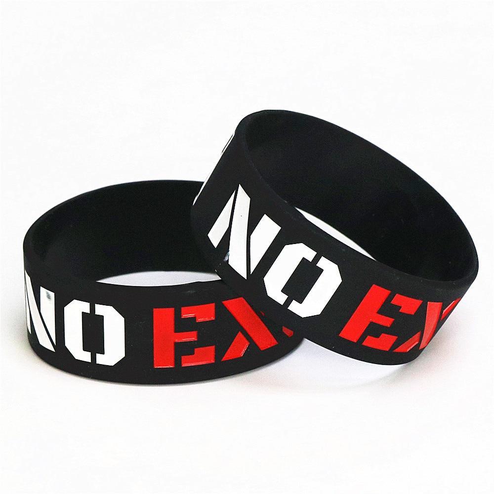 No Excuses Motivational Black Silicone Wristband Sports Bracelet