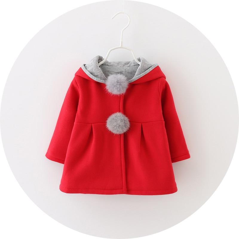 Baby Girls Rabbit Ear Hoodie Princess Coat - Relaxed A-Line Jacket