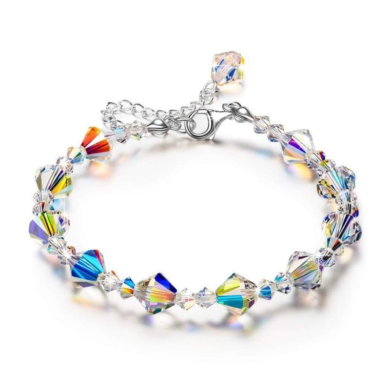 Square Crystal Link Chain Stretch Bracelet for Glamorous Parties
