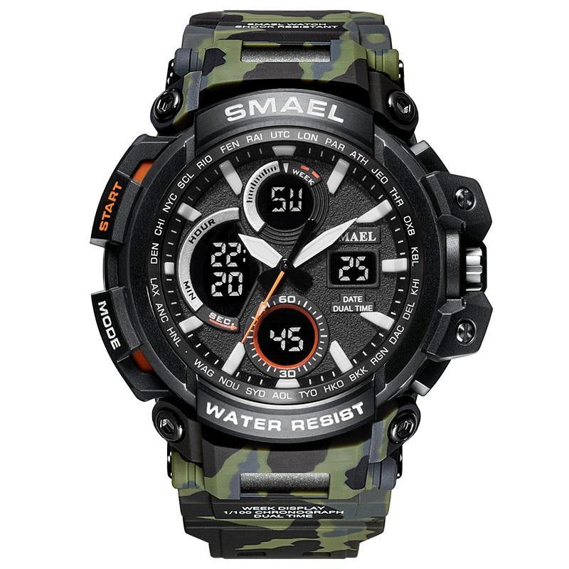 Army Green Military Sport Digital Watch with LED Display & Alarm