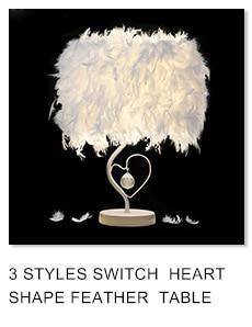 Luxury Heart-Shaped Feather Crystal Table Lamp for Bedroom