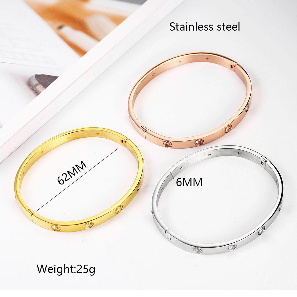 Rose Gold Crystal Bangle Bracelet in Stainless Steel