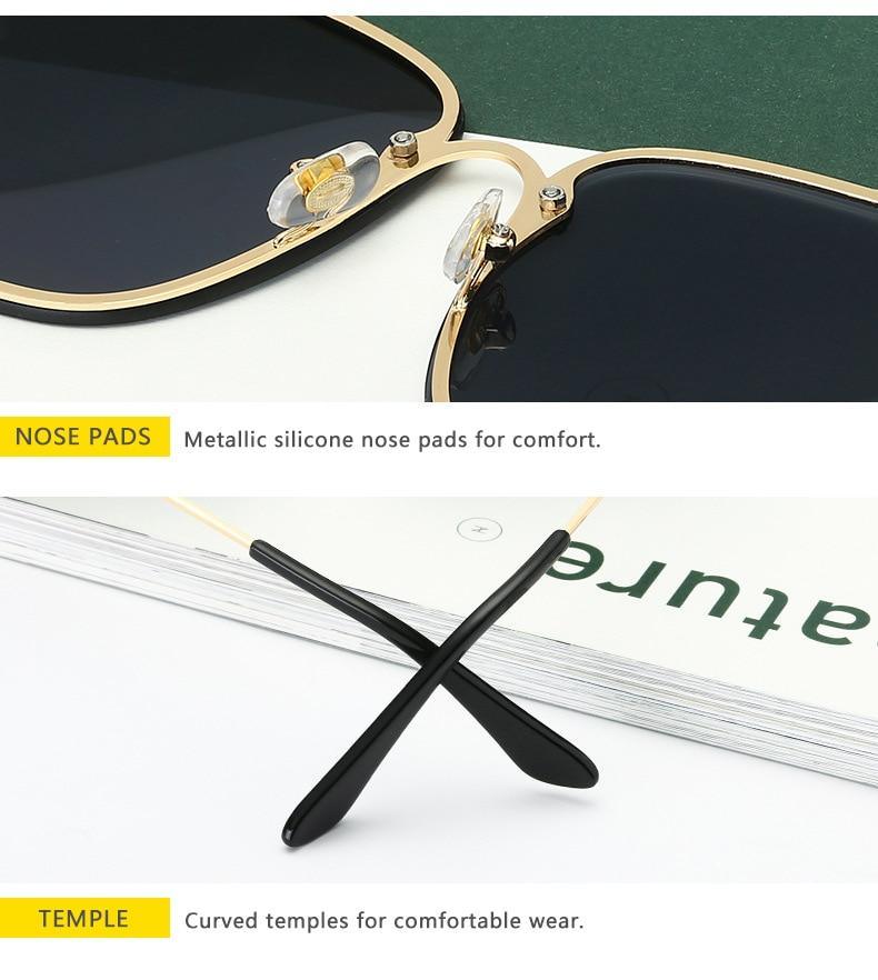 Oversize Rimless Square Bee Sunglasses with UV400 Gradient Lenses