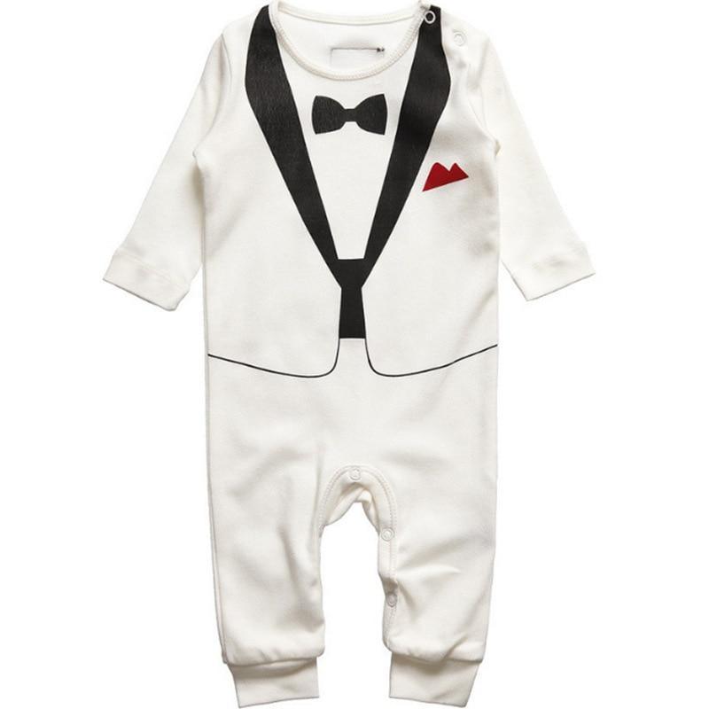 Baby Boy Long-Sleeved Formal Cotton Romper for Special Occasions