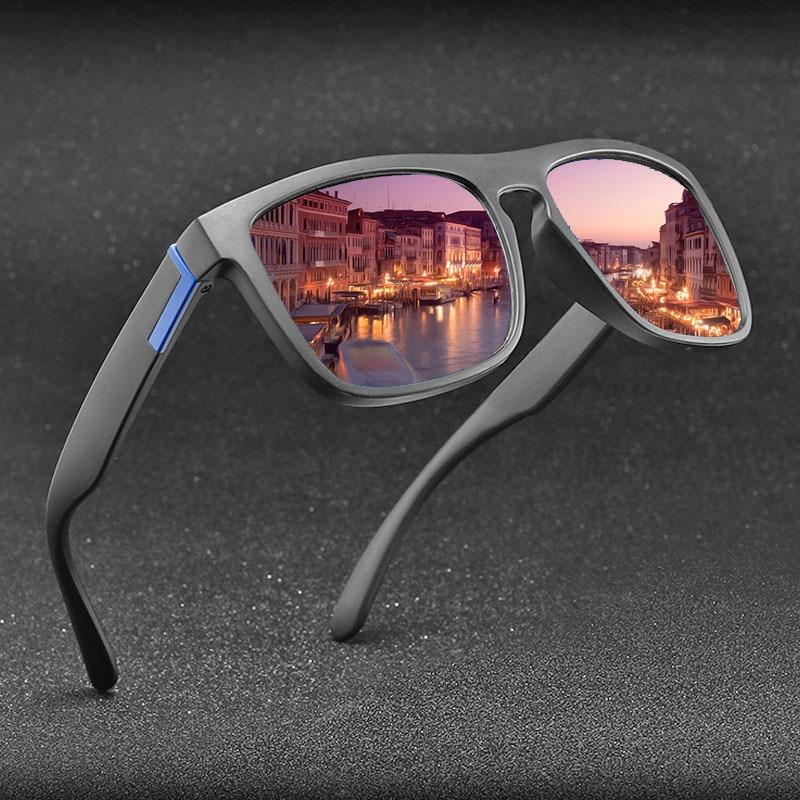 Vintage rectangular black polarized sunglasses for men suitable for driving