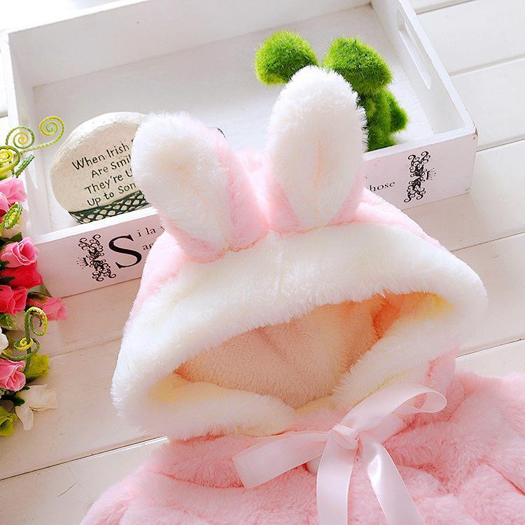 Baby Girls Reversible Rabbit Ear Cloak Coat Warm Winter Cape