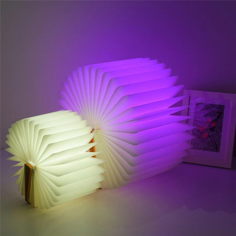 Rechargeable Foldable Wooden Book Lamp - Unique Home Decor