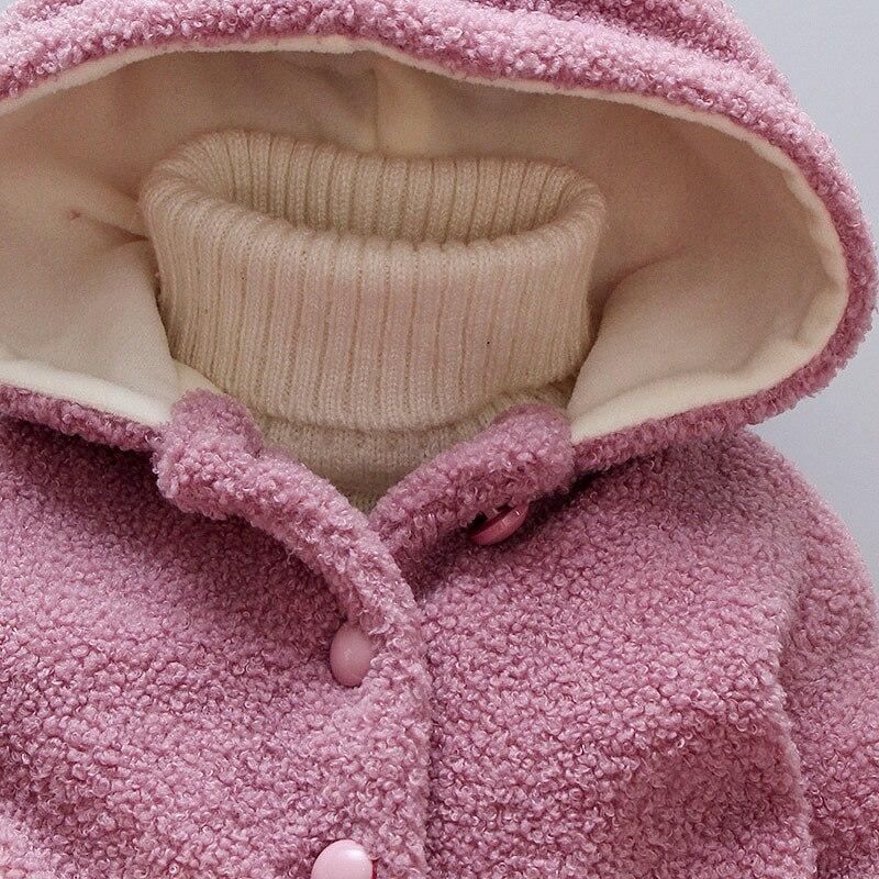 Baby Girls Heart Print Thick Velvet Winter Hoodie Jacket Outerwear