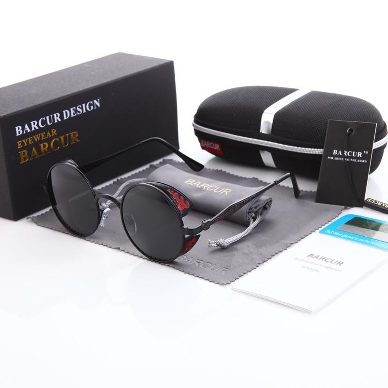 Gothic Round Polarized Steampunk Designer Sunglasses