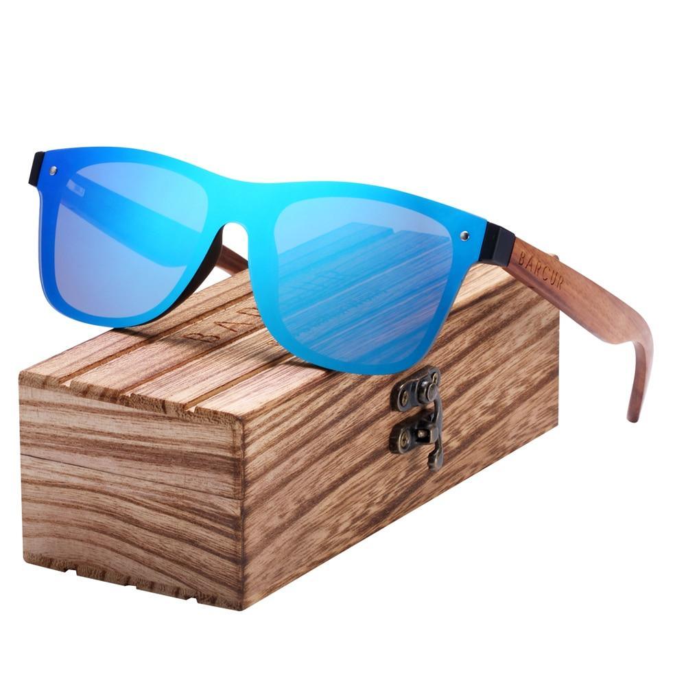 Polarized Square Wood Sports Sunglasses with UV400 Protection