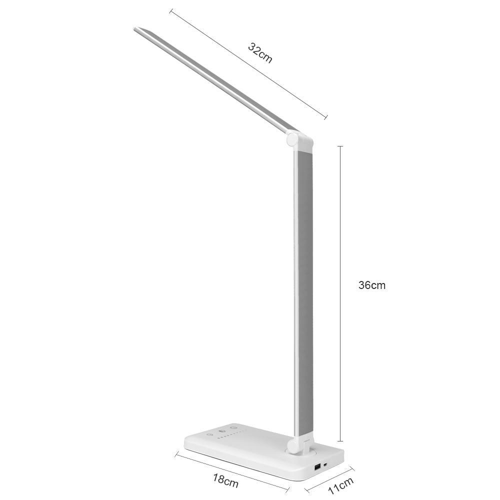 Minimalist Dimmable LED Desk Lamp with USB Charger & Timer