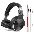 Professional studio monitor headphones in black leather with silver accents.