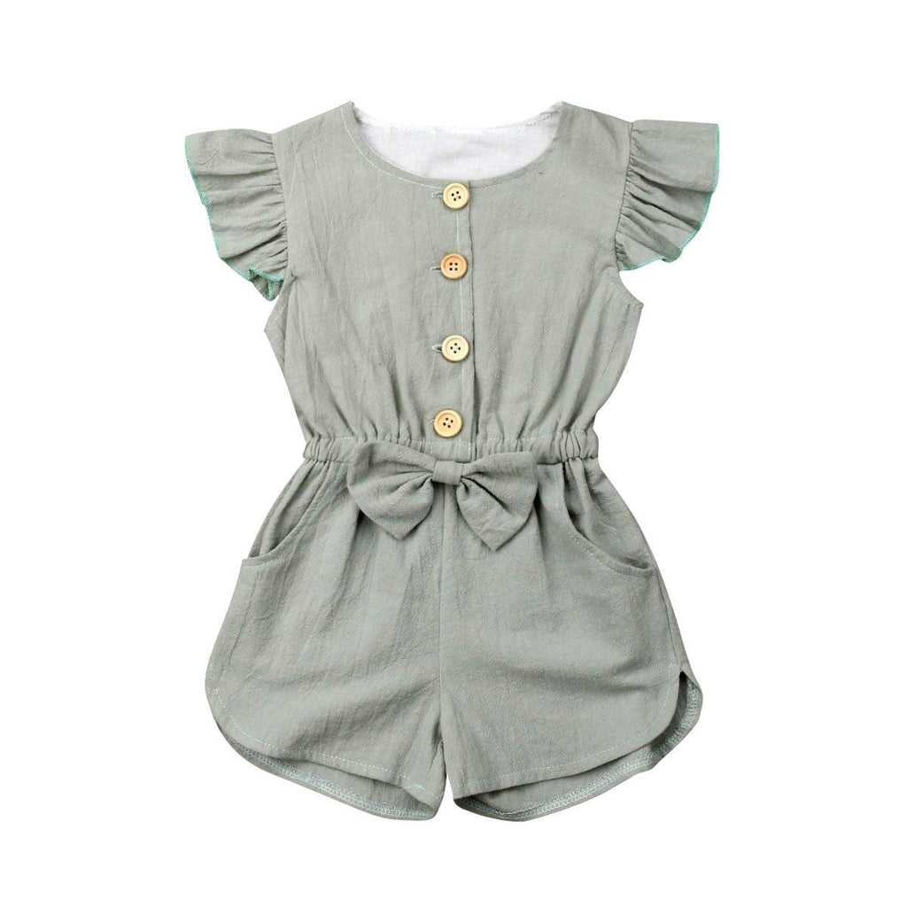 Baby Girl Sleeveless Ruffle Romper Cotton Blend Button Playsuit