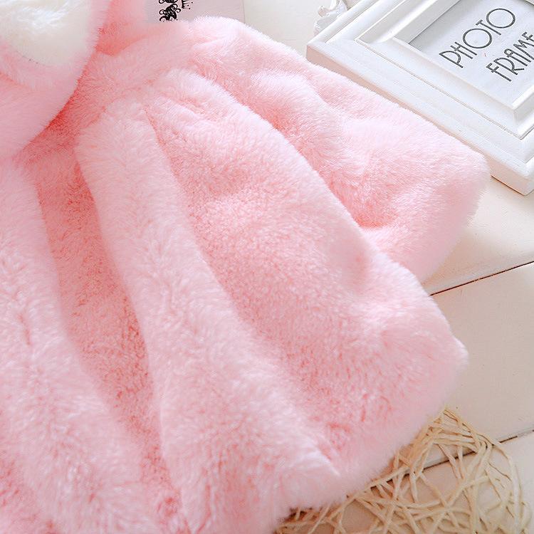 Baby Girls Reversible Rabbit Ear Cloak Coat Warm Winter Cape