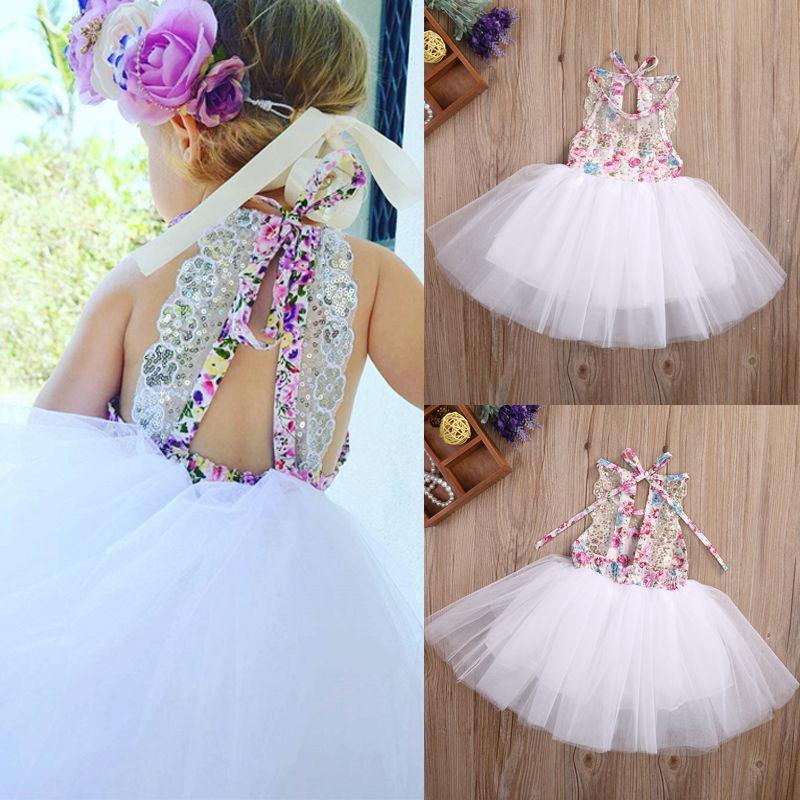 Handmade Tulle Tutu Dress for Baby Girls with Floral Sequins