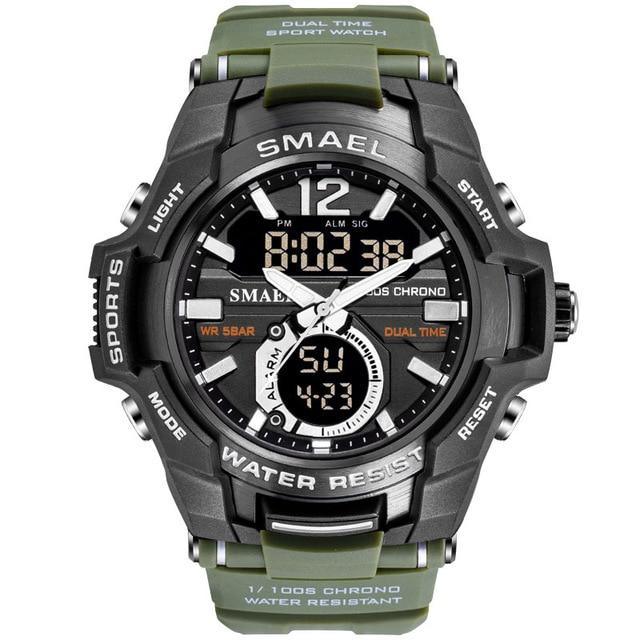 Modern Luxury Sport Watch with Dual Display and 50M Waterproofing