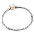 Sterling Silver Color Snake Chain Heart and Star Bracelet