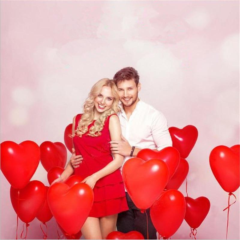 100-Piece Heart-Shaped Red and Pink Latex Balloons
