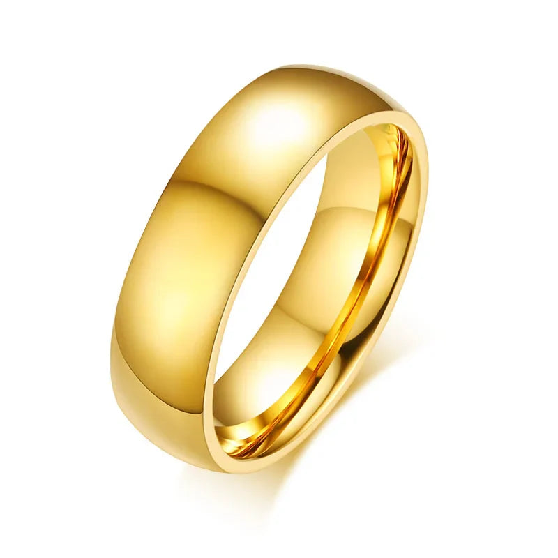 Vnox Classic Wedding Rings for Women Men Gold Color Stainless Steel Couple Band Anniversary Personalized Name Lovers Gift