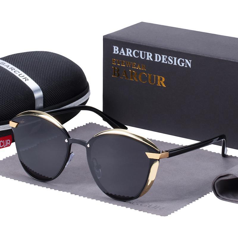 Women’s Retro Rimless Polarized Round Sunglasses UV400 Metal