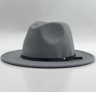 Vintage Black Wool Fedora Hat with Belt Buckle Detail