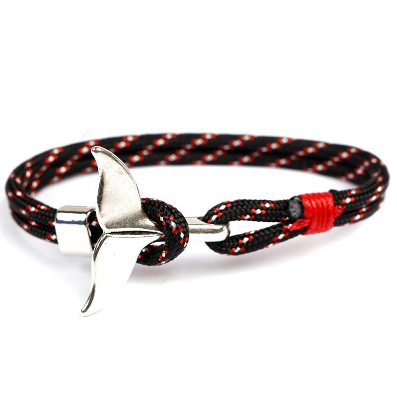 Nautical Whale Tail Rope Bracelet - Adjustable Unisex Charm Gift