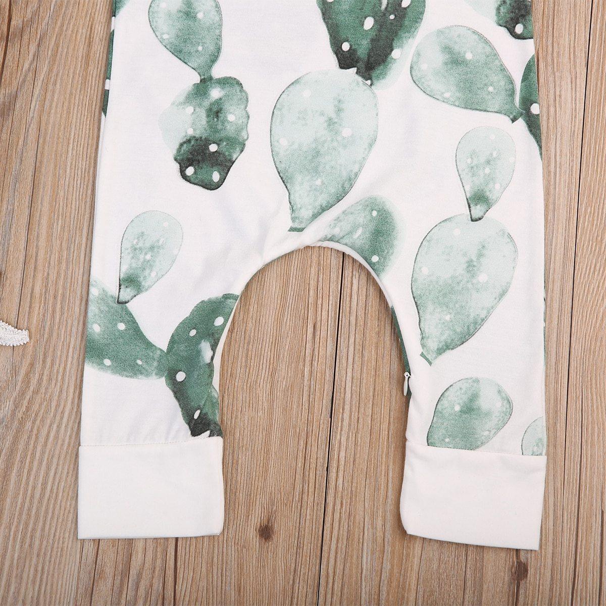 Cactus Print Sleeveless Baby Romper - Soft Cotton Blend Jumpsuit