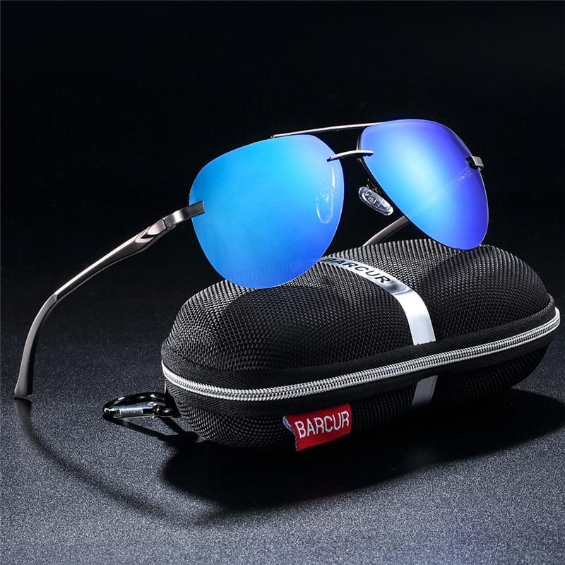 Men's aviation pilot style sunglasses with stainless steel frame and polarized lenses
