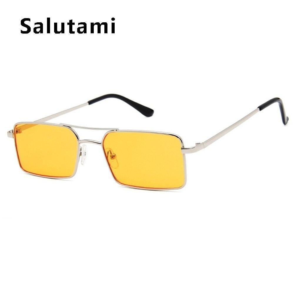 Retro Modern Square Sunglasses With Double Bridge Alloy Frame