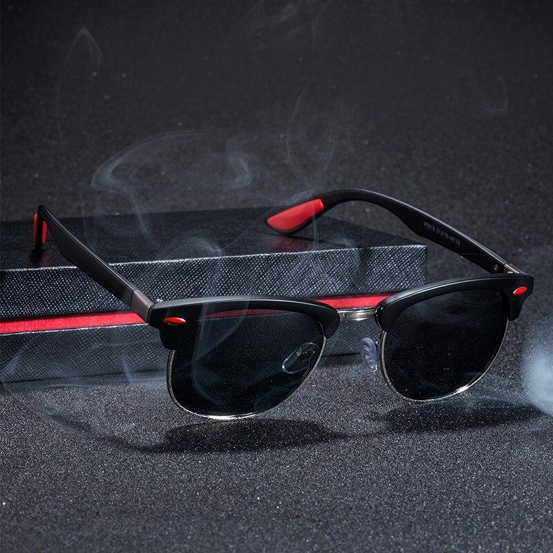 Retro Square Half Metal Frame Polarized Driving Sunglasses UV400