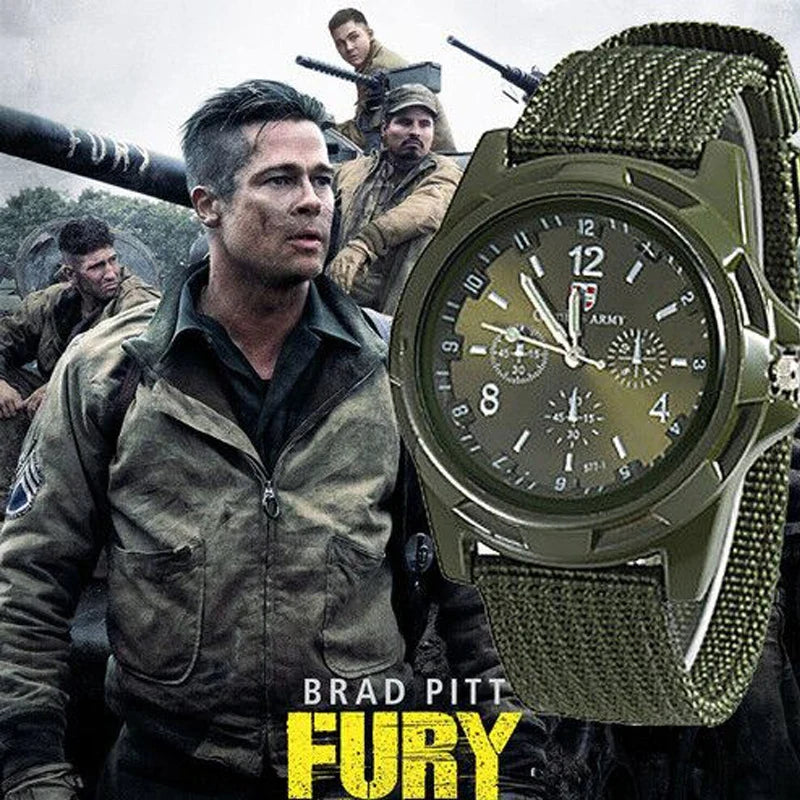 Men's Military Quartz Sport Watch – Soft Nylon Band, Casual Style