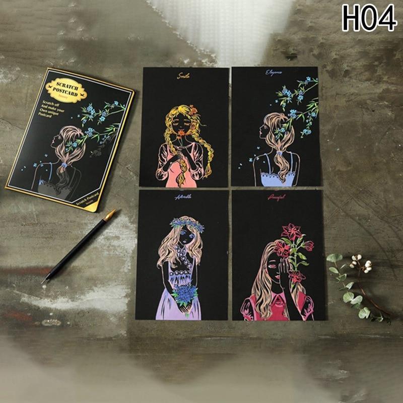 Magic Scratch Art Postcards, 4-Piece Creative Doodle Set
