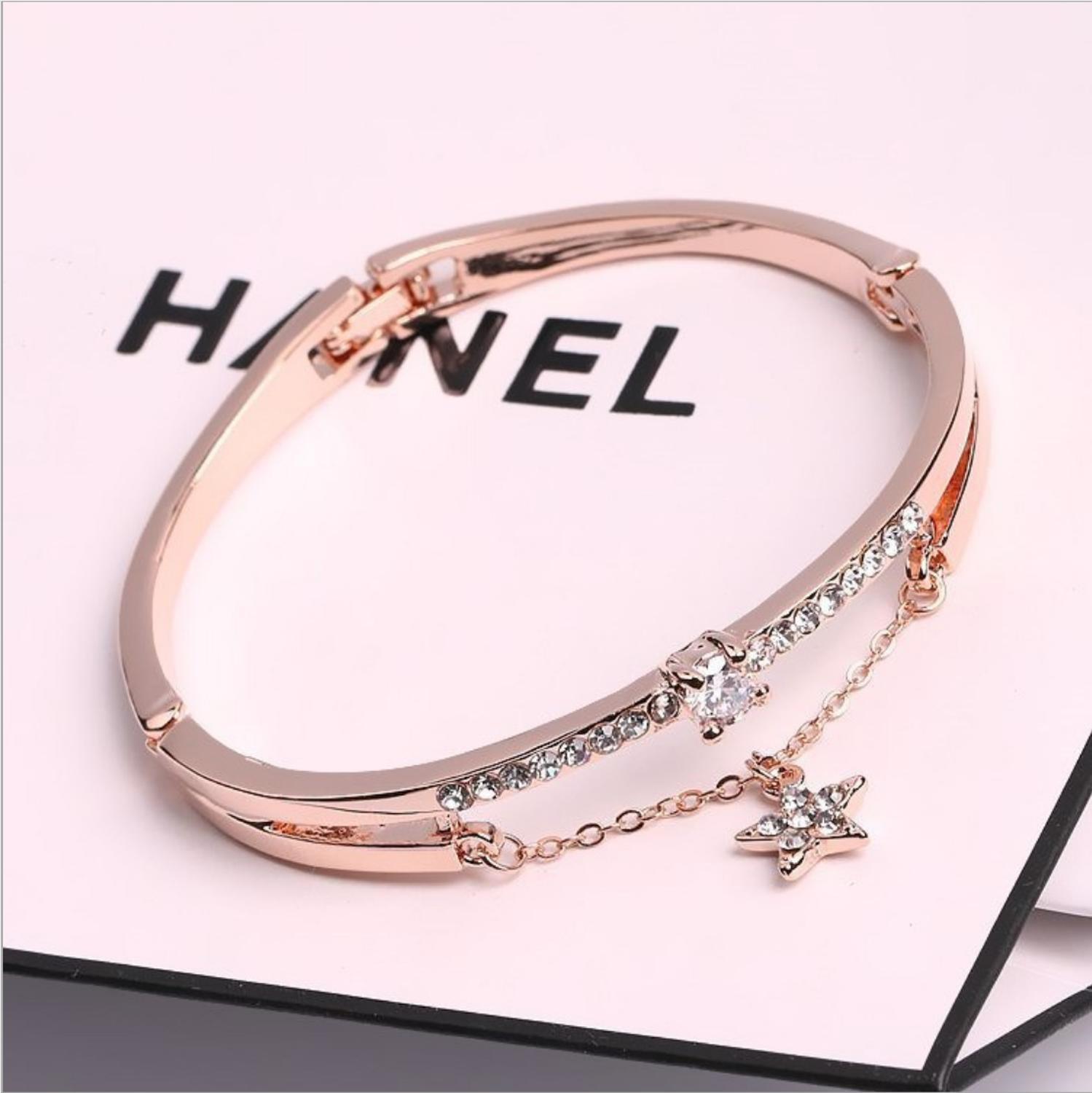 Rose Gold Forever Love Heart Charm Bracelet for Women