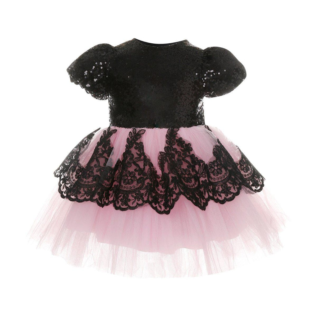 Girls Modern Luxury A-Line Formal Dress in Black and Pink