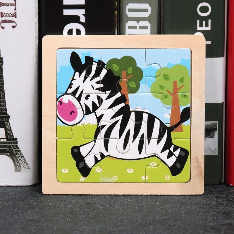 10-Piece Wooden Animal Puzzle Set for Toddler Early Learning