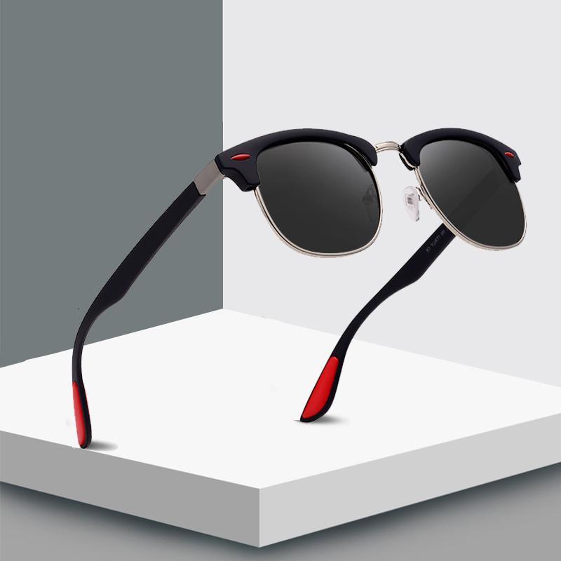 Retro Square Half Metal Frame Polarized Driving Sunglasses UV400