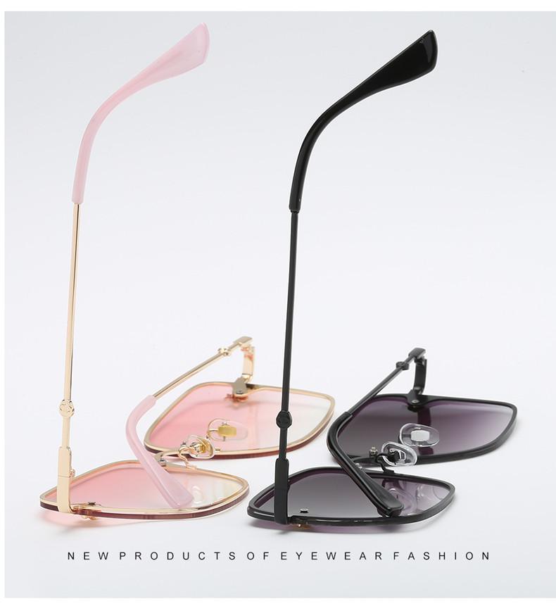Women's Oversized Square Bee Sunglasses Modern Metal Designer Style