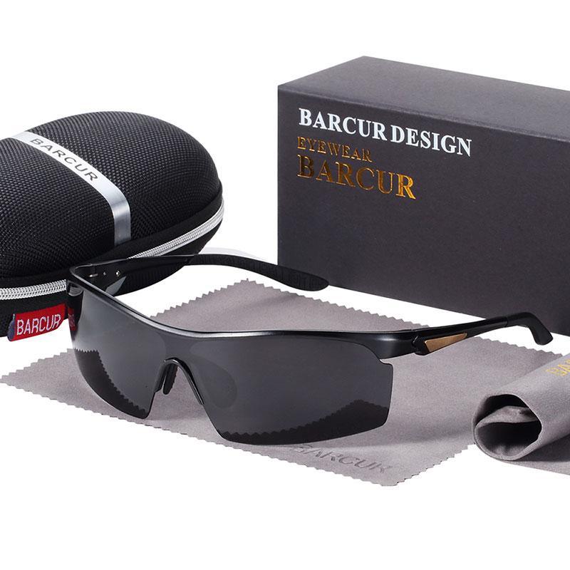 A pair of lightweight, polarized aluminium sports sunglasses for men and women with UV400 protection