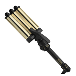 Hot Tools 24K Gold 3 Barrel Waver hair styling tool with gold barrels and digital heat display