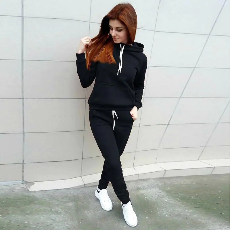 Womens Casual Grey Hooded Sweatshirt and Matching Jogger Set - Image 5
