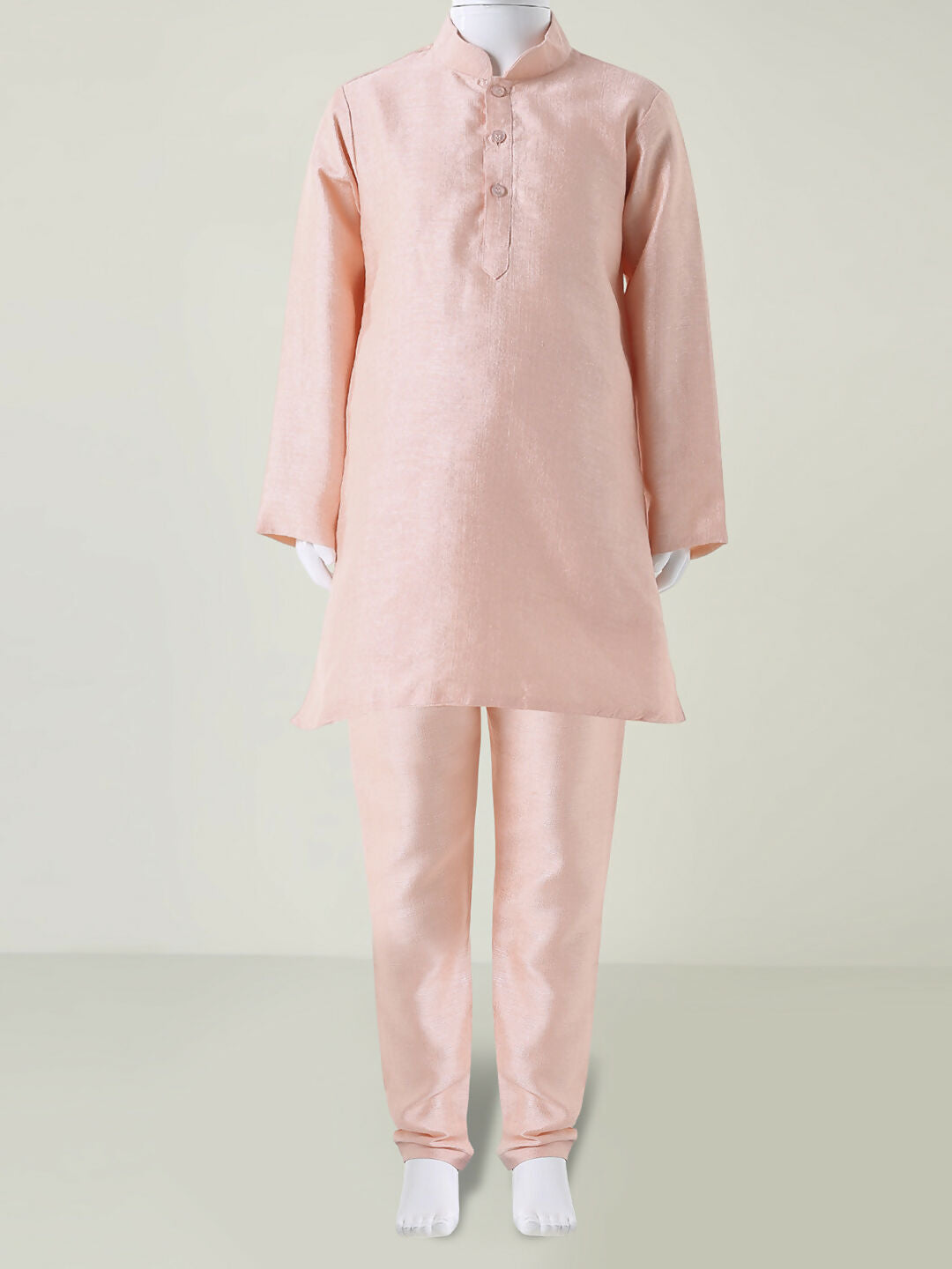 Boys' Traditional Peach Kurta Pyjama Set with Nehru Jacket