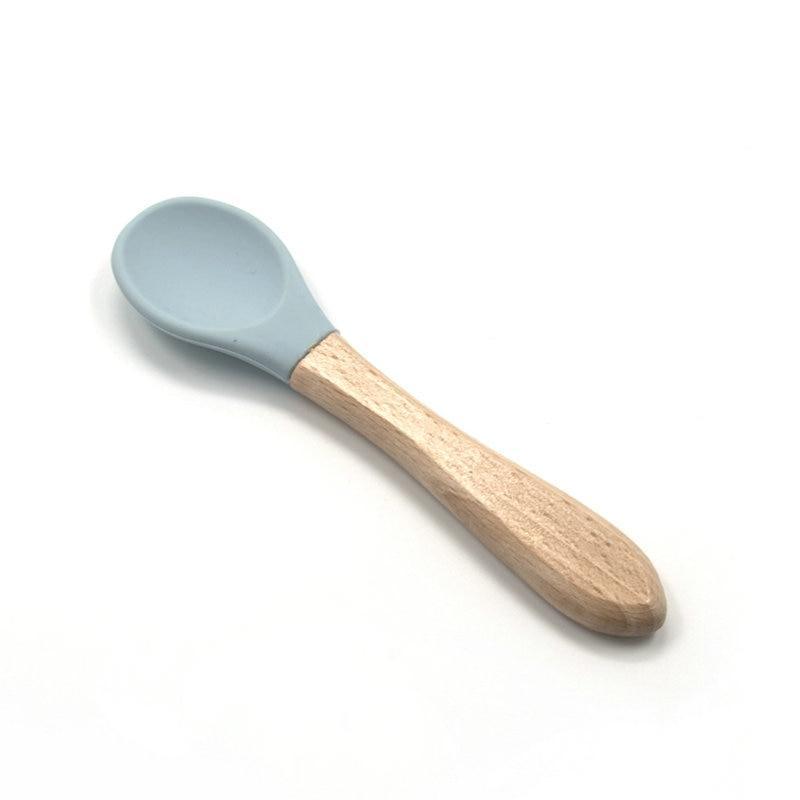 Organic Bamboo Baby Training Spoons with Soft Silicone Tips 2-Pack