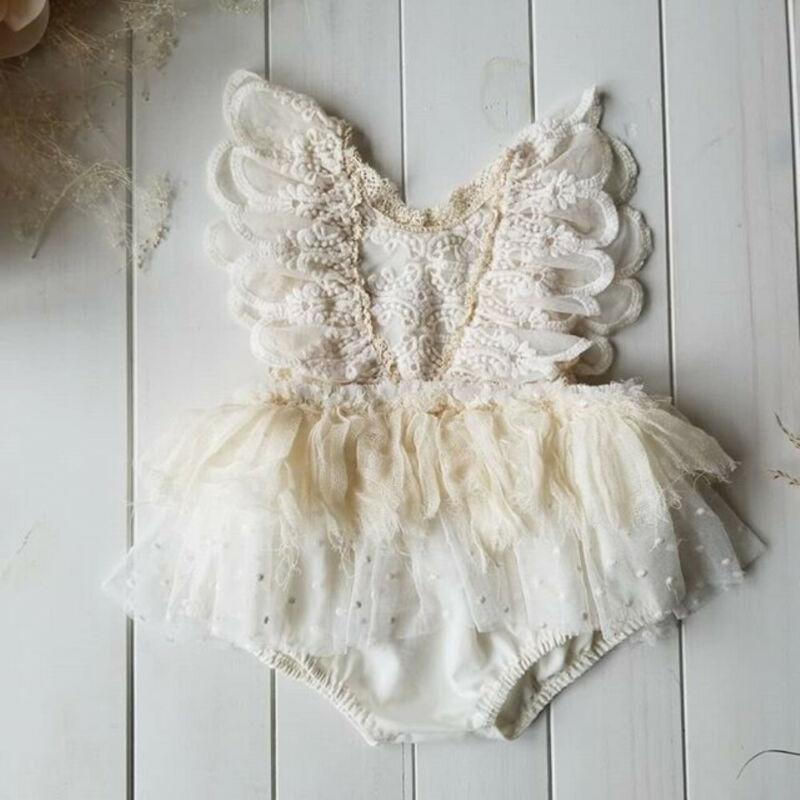 Baby Girl Lace Ruffle Romper Tutu Bodysuit for Newborns 0-24 Months