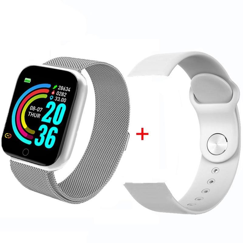Modern Stainless Steel Square Smartwatch for Fitness and Daily Wear