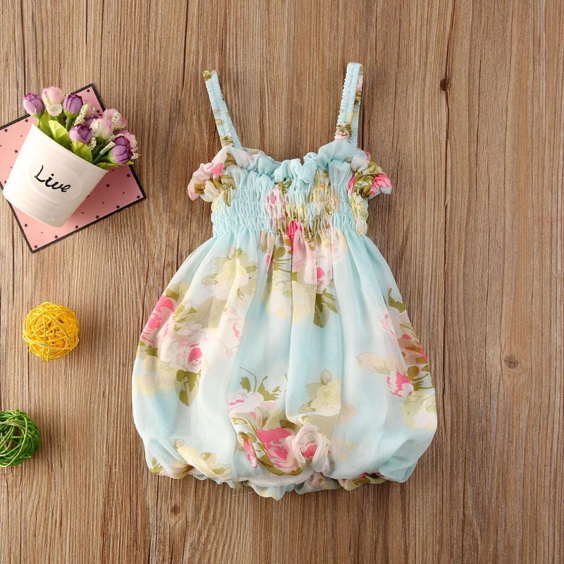 Bohemian Floral Chiffon Sleeveless Dress for Toddler Girls
