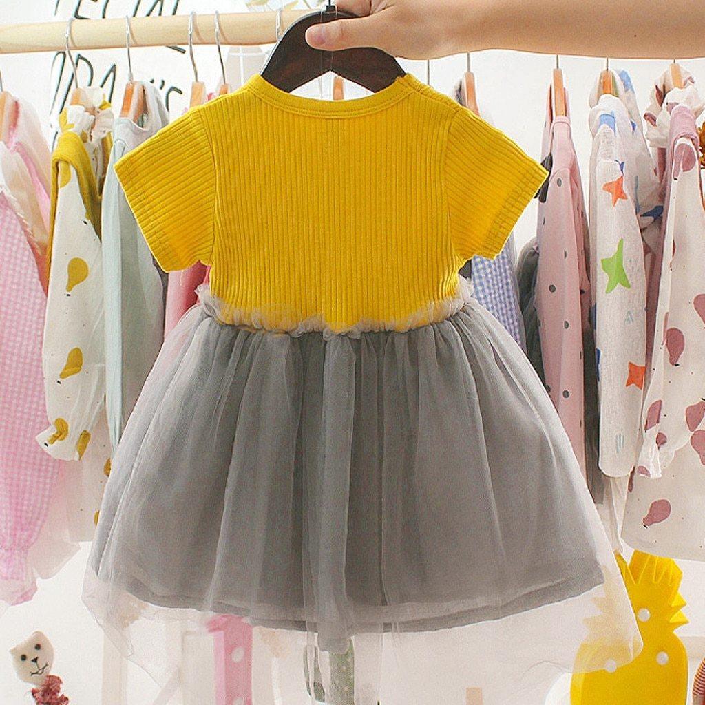 Toddler Girls Patchwork Tulle Princess Dress Casual Knit Playwear