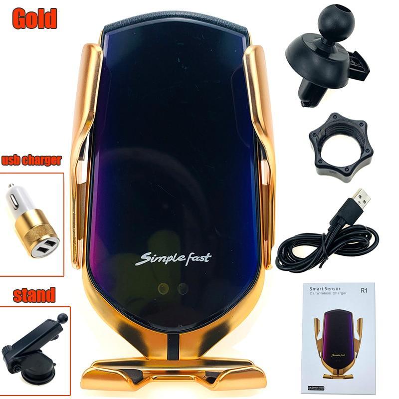 Luxury Automatic Infrared Wireless Car Charger Phone Mount Sliver/Gold