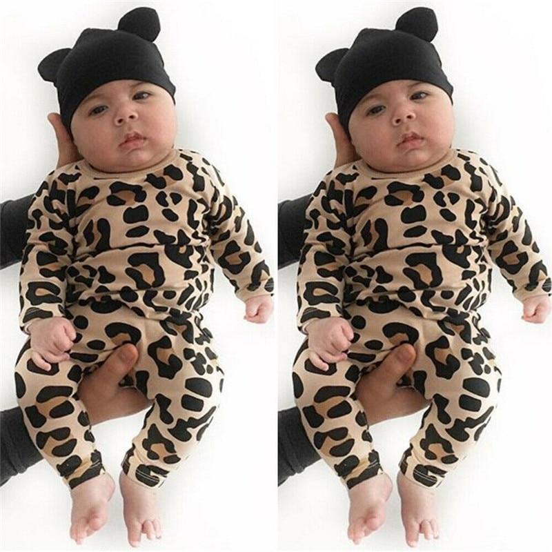 Newborn Baby Girl Leopard Print Romper Jumpsuit Outfit