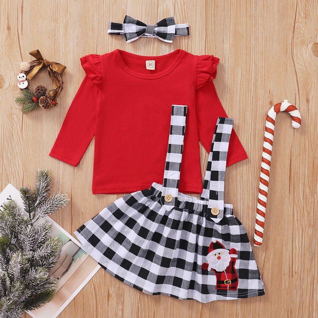 Cute Baby Girl Plaid Suspender Dress for Autumn and Winter