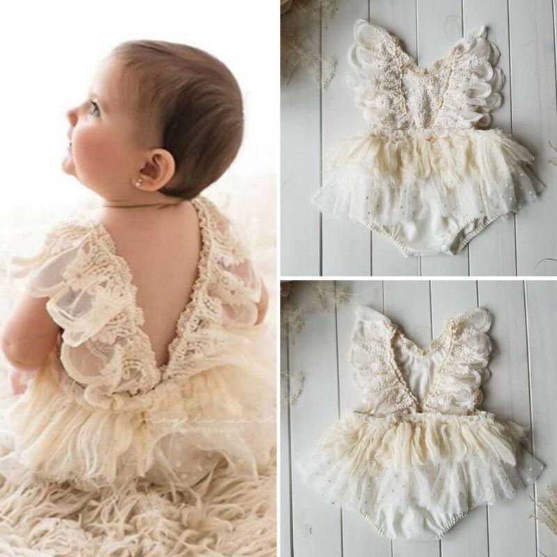 Baby Girl Lace Ruffle Romper Tutu Bodysuit for Newborns 0-24 Months